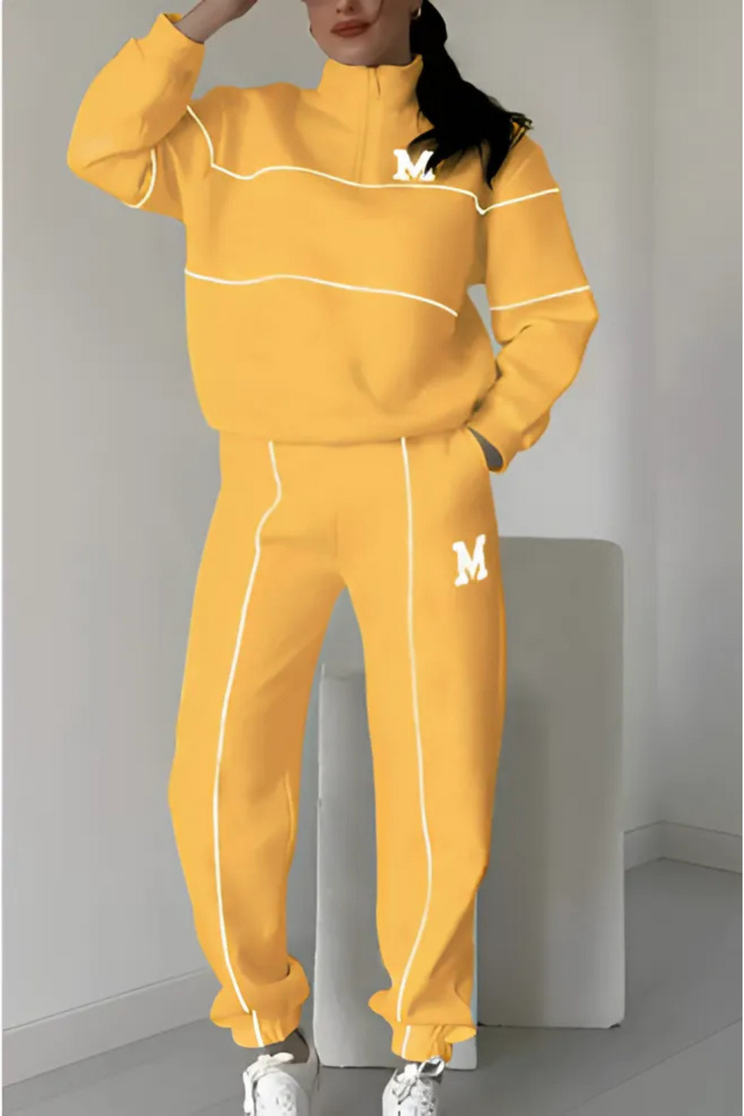 Ensemble Sportif Col Zippé – Jaune