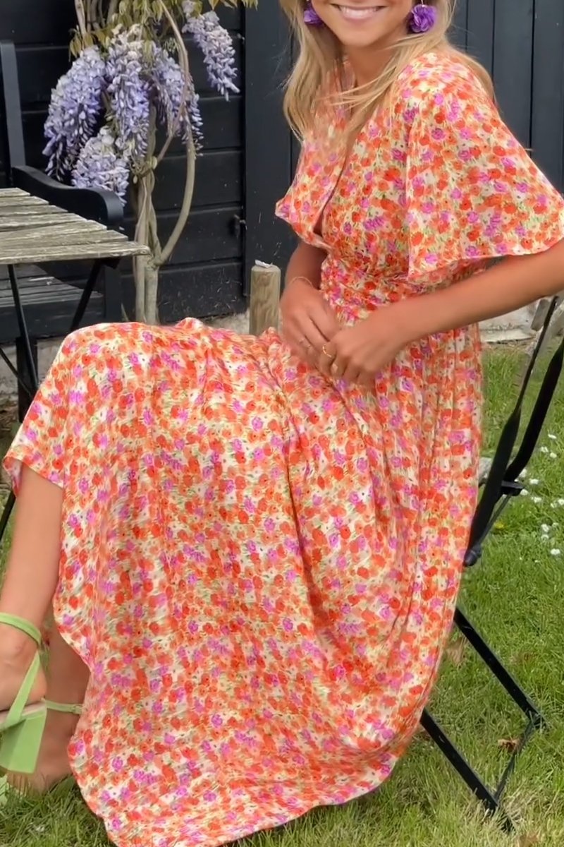 Robe Midi Fleurie Boutonnée