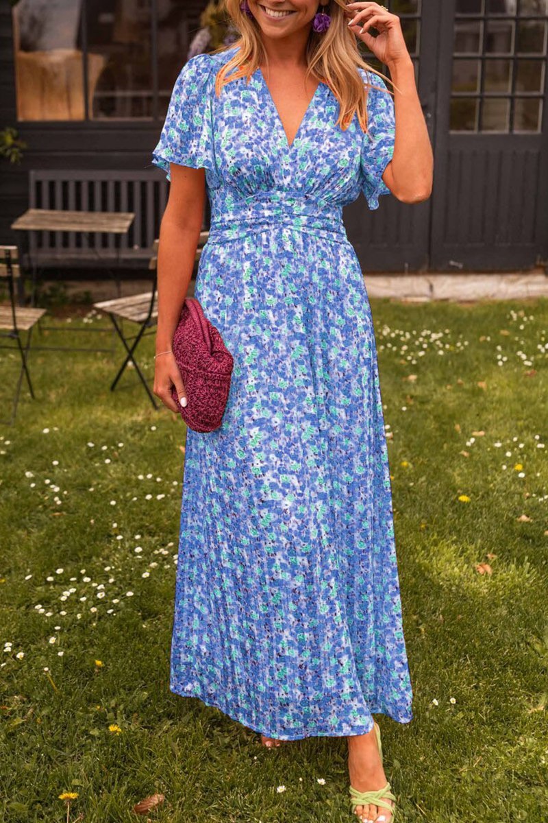 Robe Midi Fleurie Boutonnée