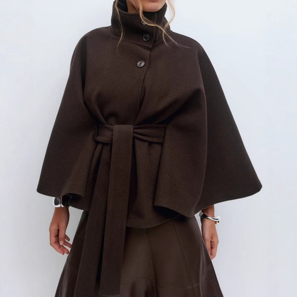 Manteau Court Ample et Ceinturé – Kaffee
