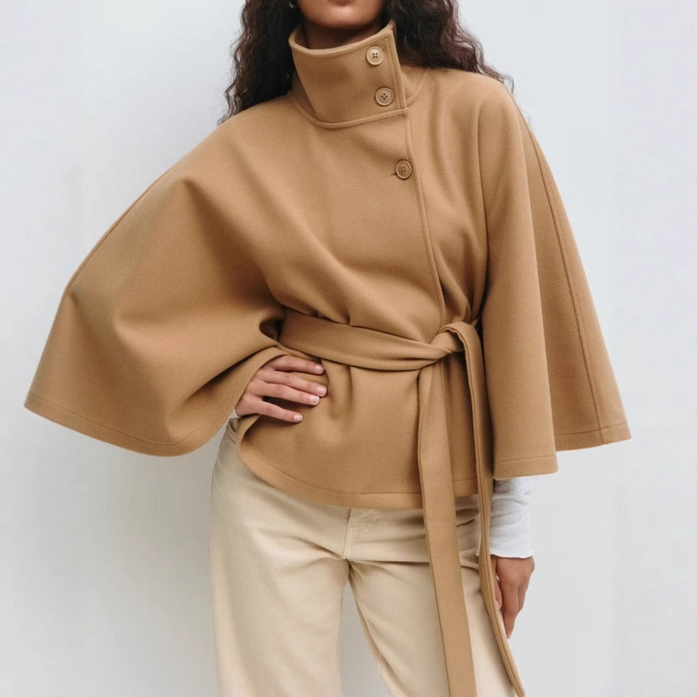 Manteau Court Ample et Ceinturé – Kaki