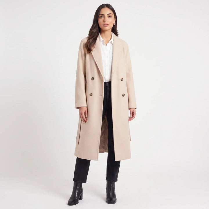 Manteau Long à Col Revers – Kaki