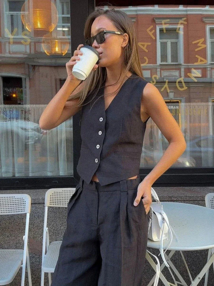 Ensemble Deux Pièces Gilet sans Manches