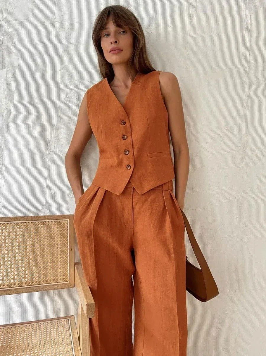 Ensemble Deux Pièces Gilet sans Manches
