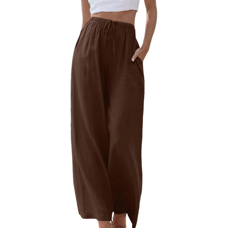 Pantalon Large Taille Haute Coupe Ample