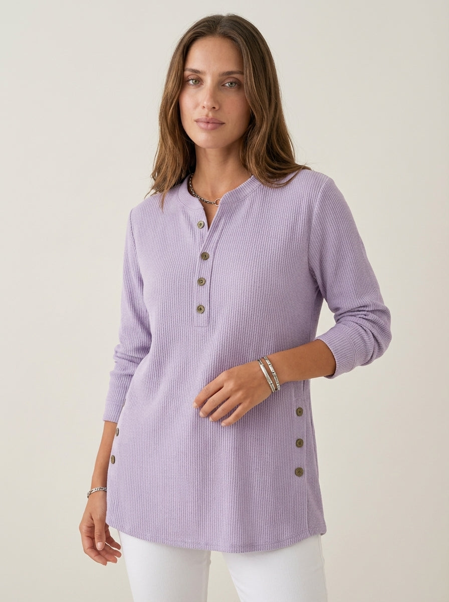 Sweat Élégant à Col Tunisien – Lilas