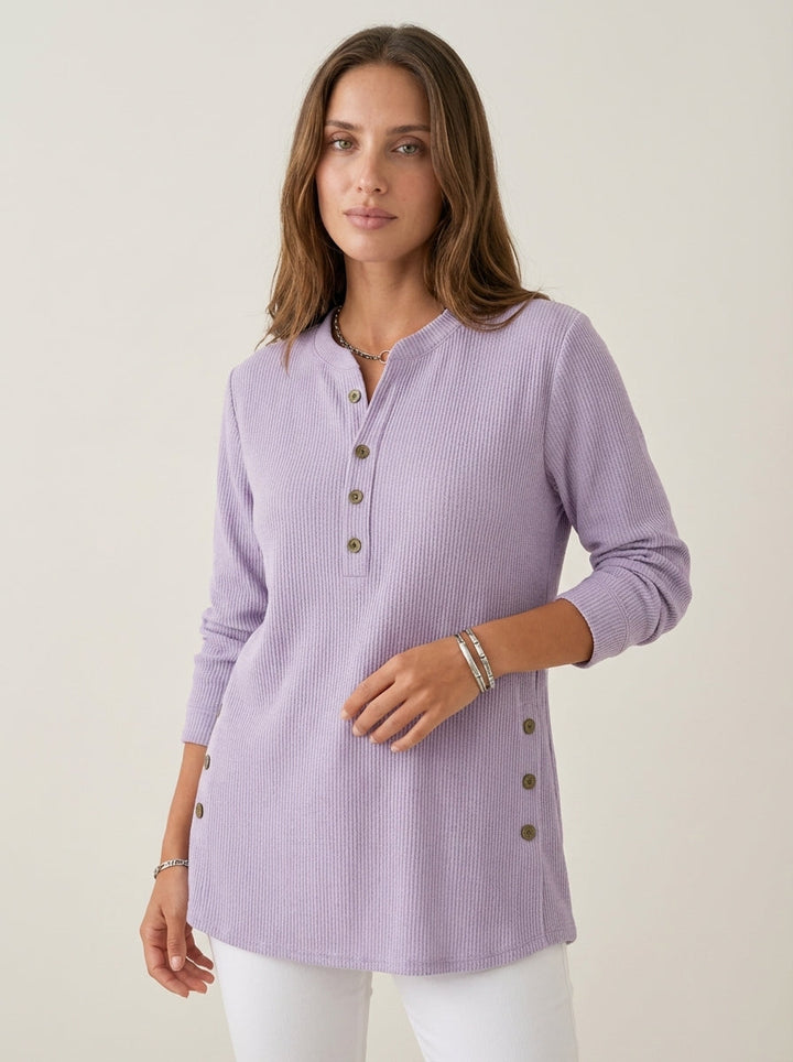 Sweat Élégant à Col Tunisien – Lilas
