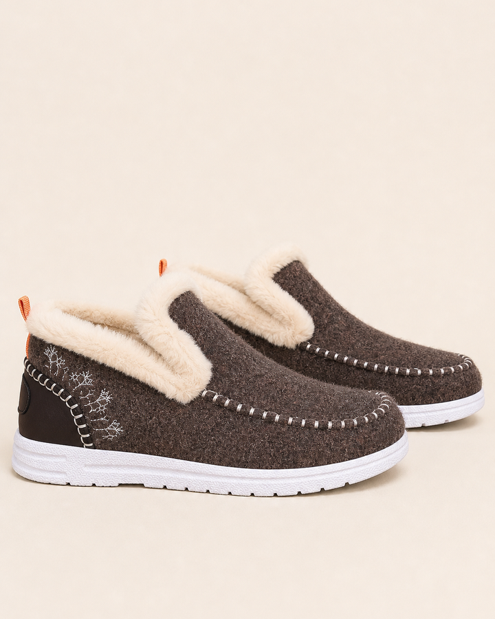 Bottines Doublées Style Mocassin – Café