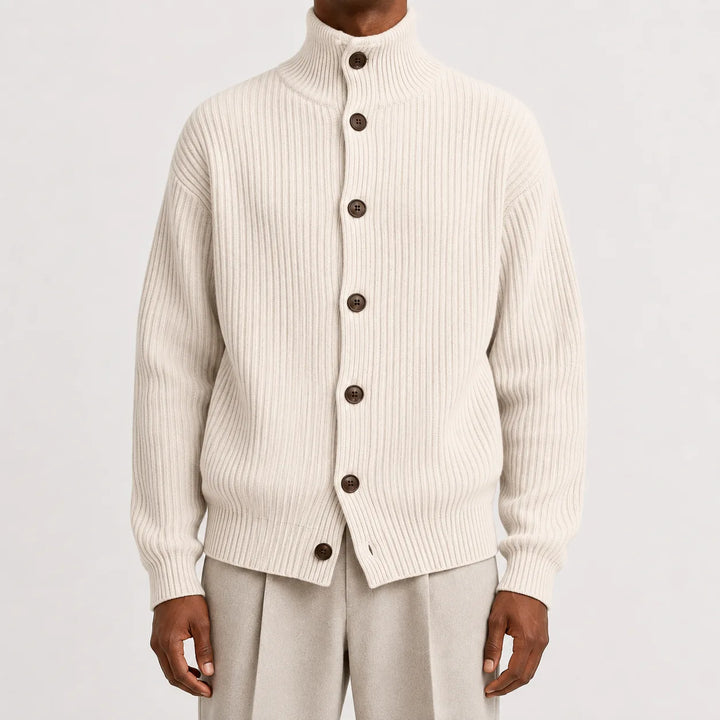 Cardigan Homme à Col Montant – Crème