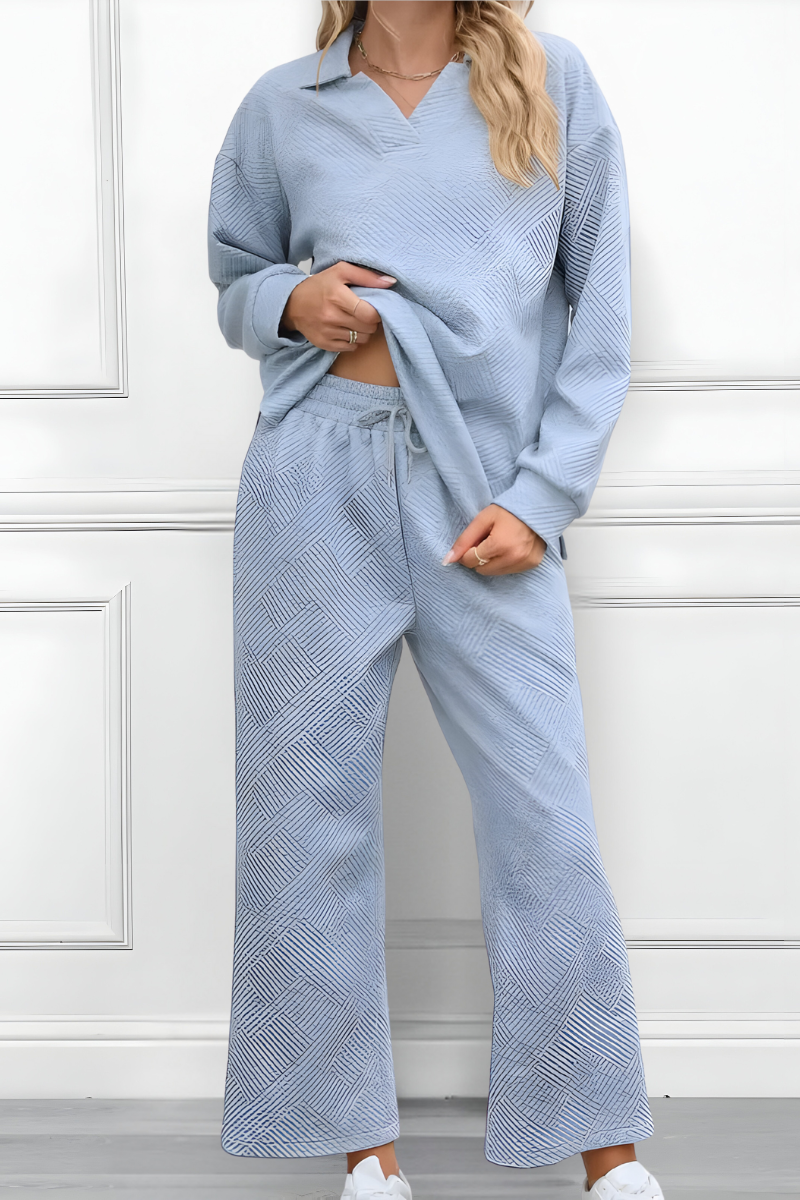 Ensemble Pantalon Large Texturé – Gris