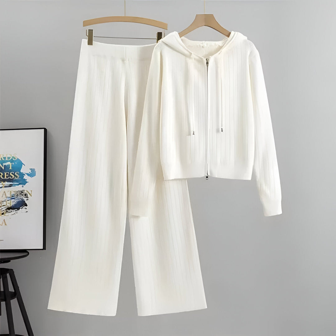 Ensemble Veste Zippée et Pantalon – Blanc