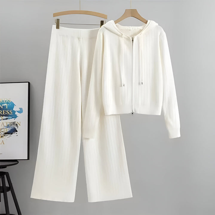 Ensemble Veste Zippée et Pantalon – Blanc