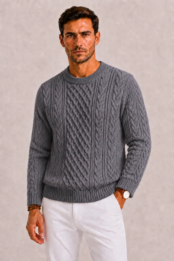 Pull Homme à Torsades – Gris
