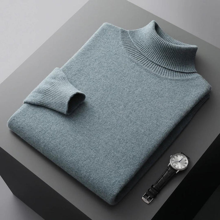 Pull Homme Col Roulé Classique – Turquoise