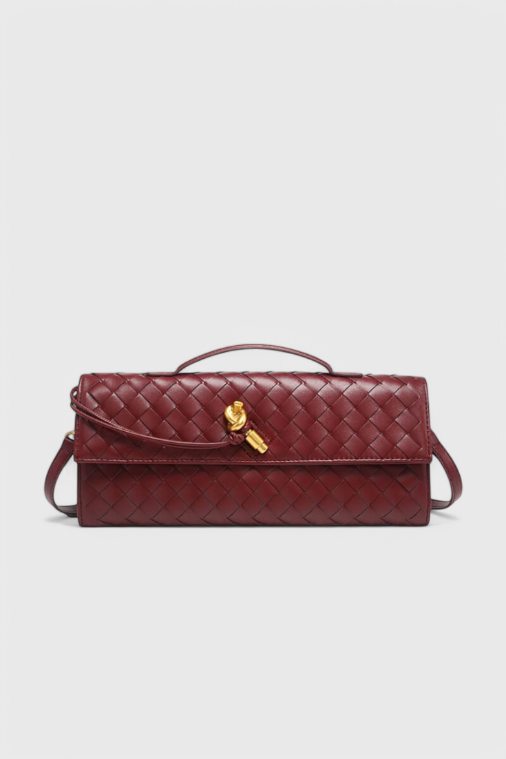 Sac Allongé à Fermoir Nœud – Rouge Bordeaux