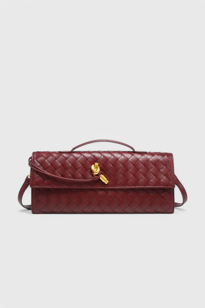 Sac Allongé à Fermoir Nœud – Rouge Bordeaux