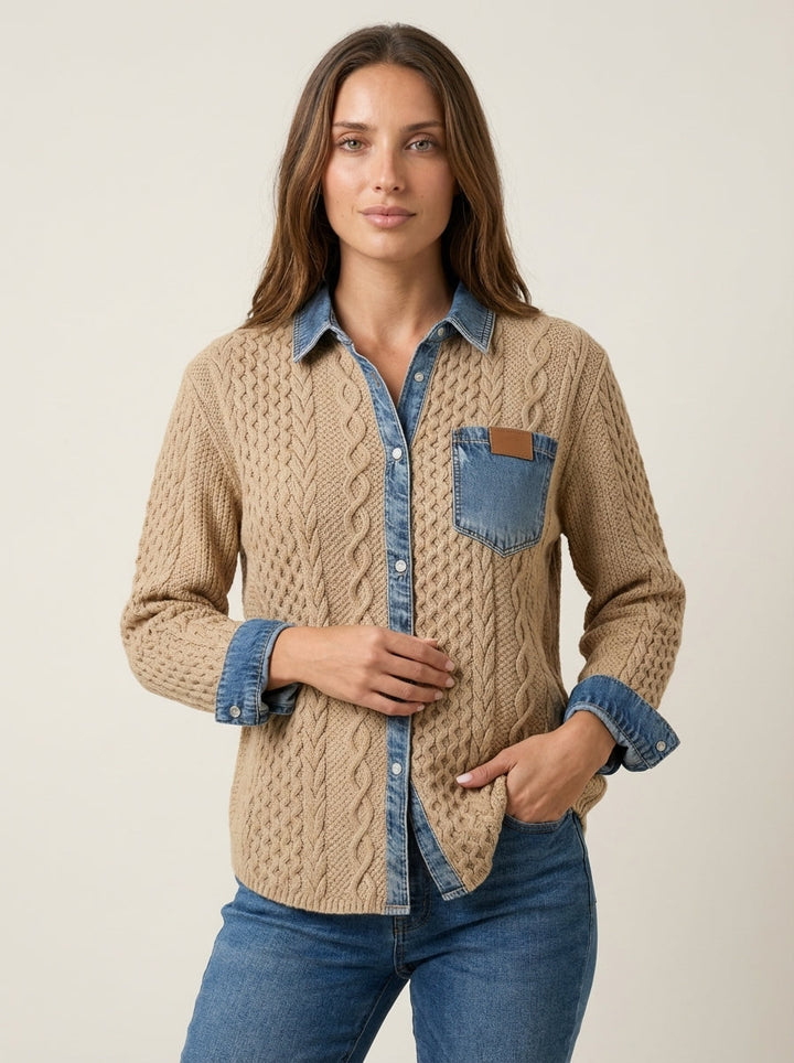 Top Hybride Style Chemise – Camel