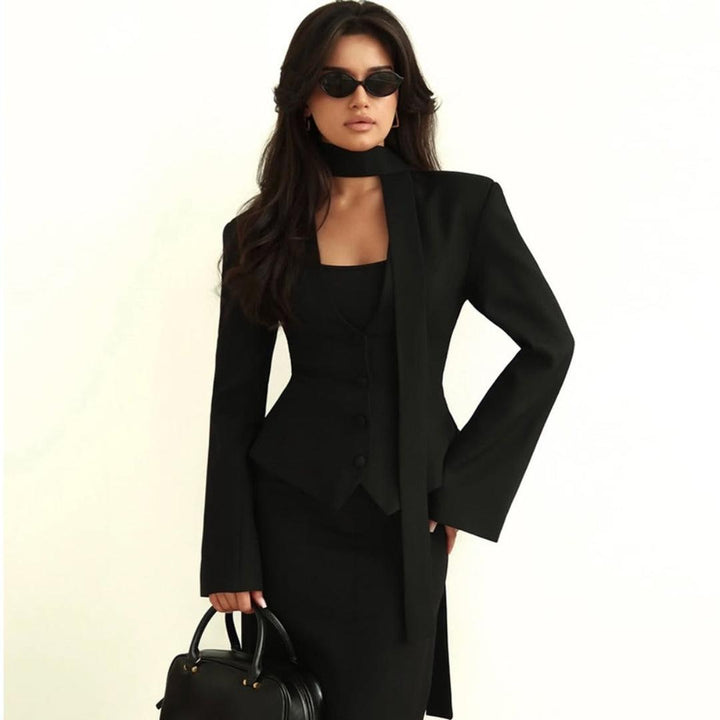 Manteau Ajusté avec Col Écharpe