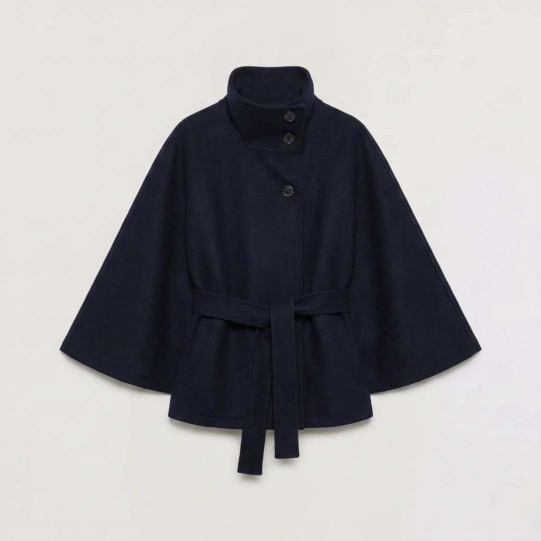 Manteau Ceinturé à Col Montant
