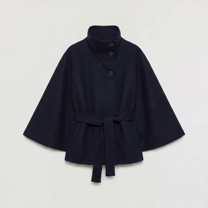 Manteau Ceinturé à Col Montant