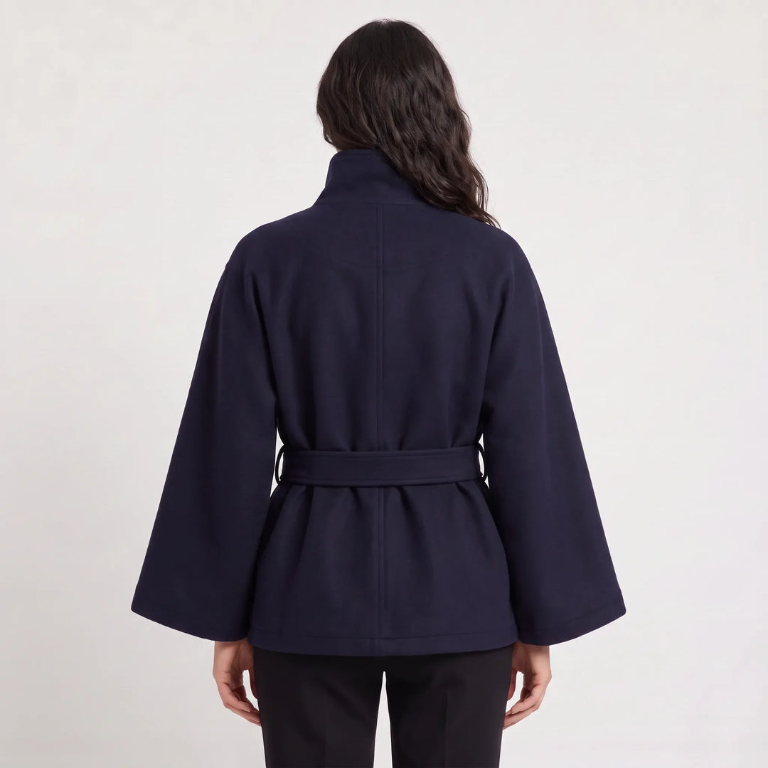 Manteau Ceinturé à Col Montant