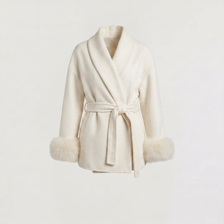 Manteau Ceinturé à Manches Ornées
