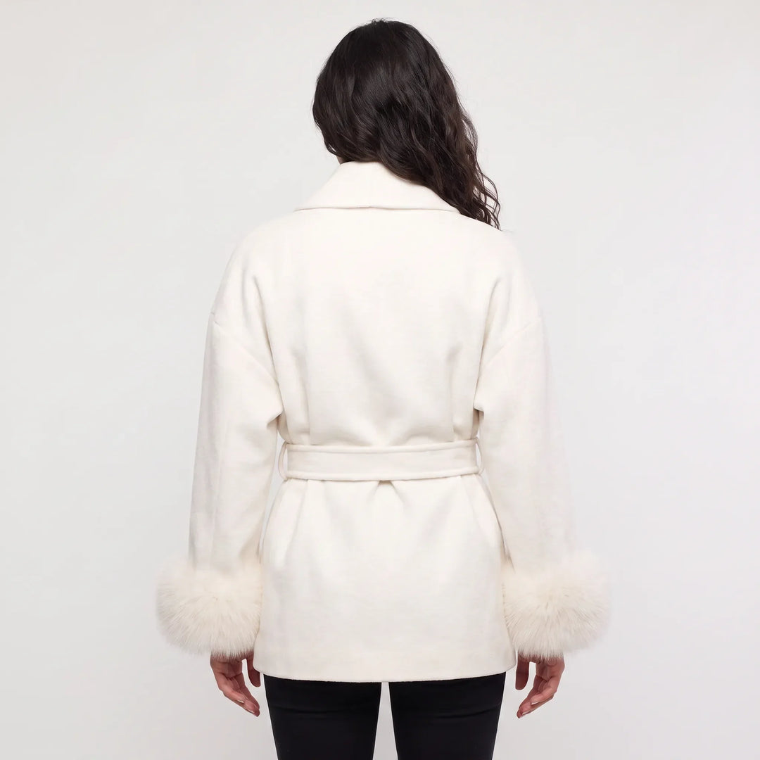 Manteau Ceinturé à Manches Ornées