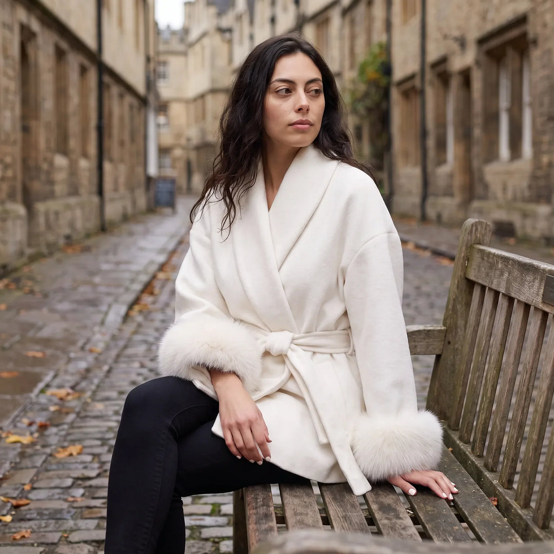 Manteau Ceinturé à Manches Ornées
