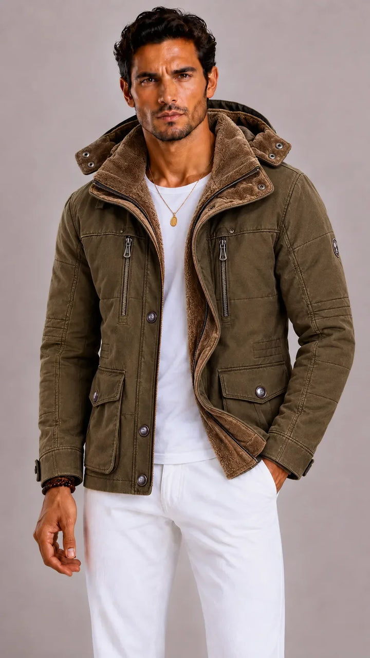 Manteau Chaud d'Hiver Multi-poches – Marron