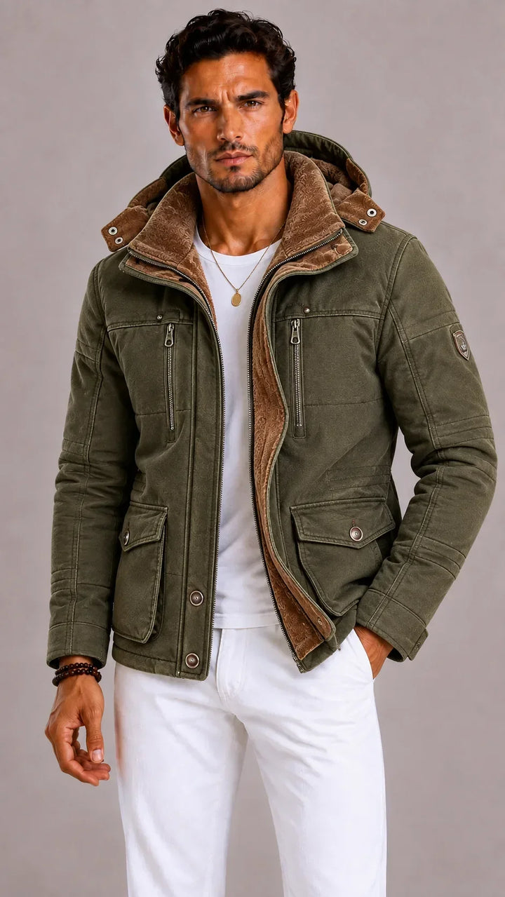 Manteau Chaud d'Hiver Multi-poches – Vert