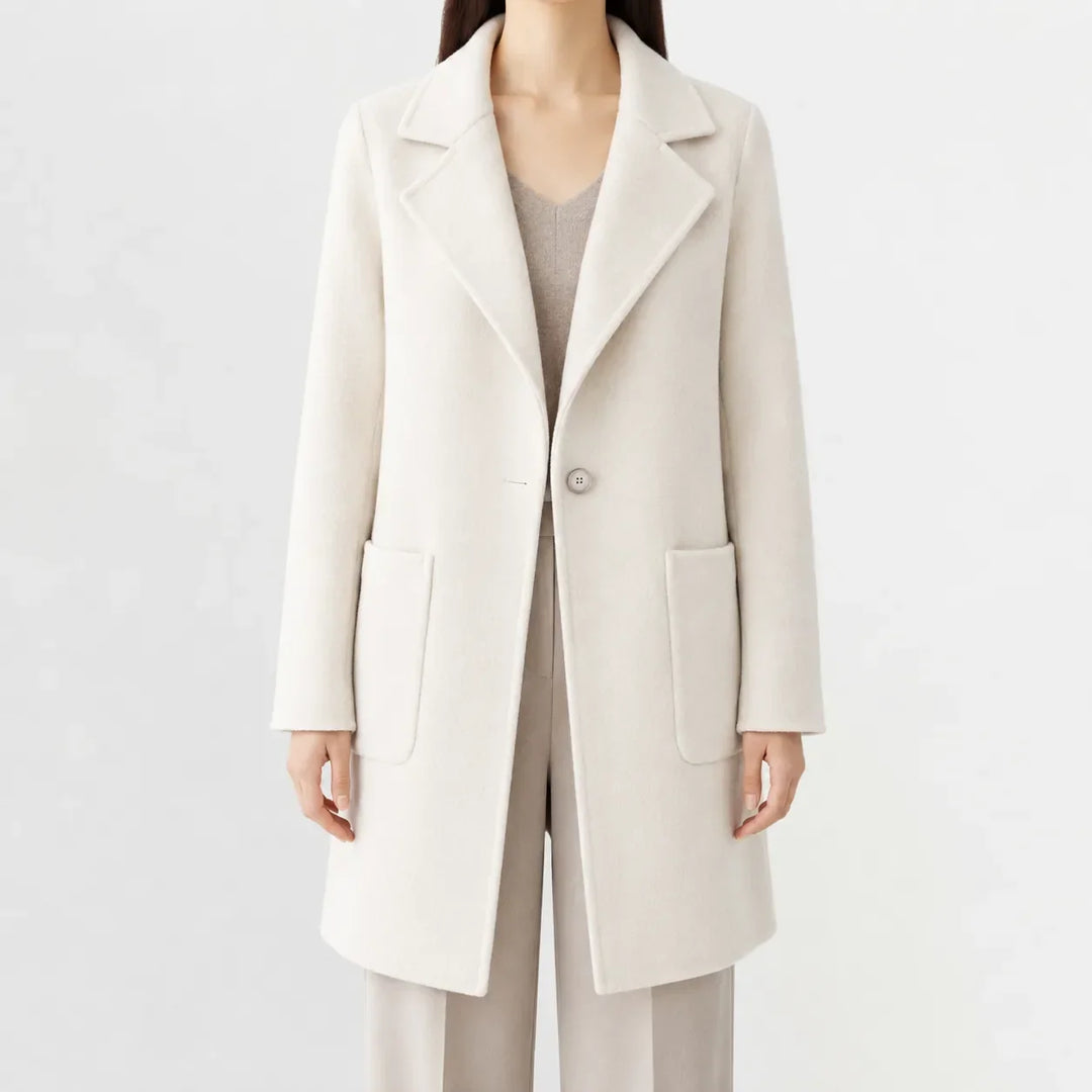 Manteau Classique à Col Revers – Crème