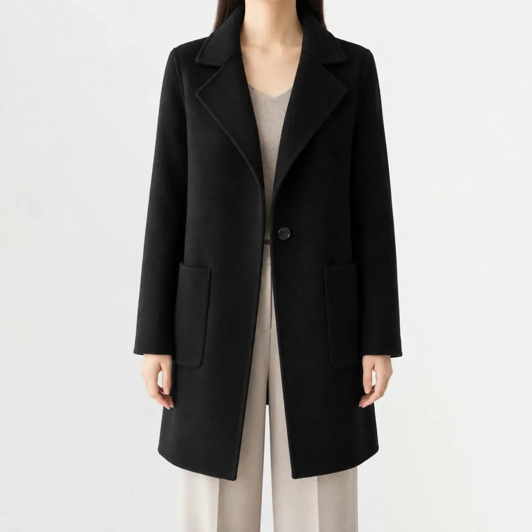 Manteau Classique à Col Revers – Noir