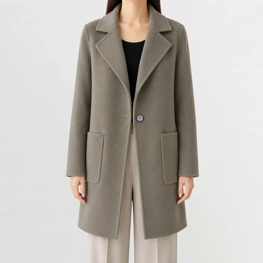 Manteau Classique à Col Revers – Vert Olive