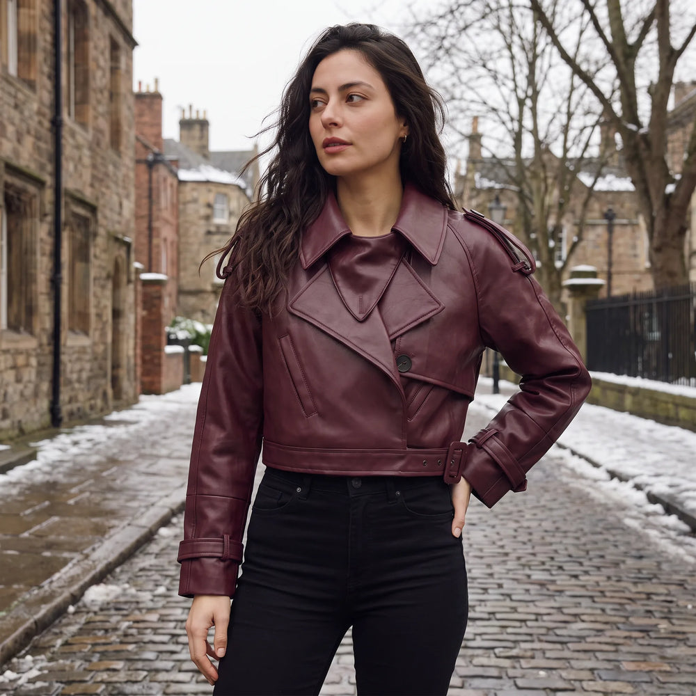 Manteau Court Croisé et Ceinturé