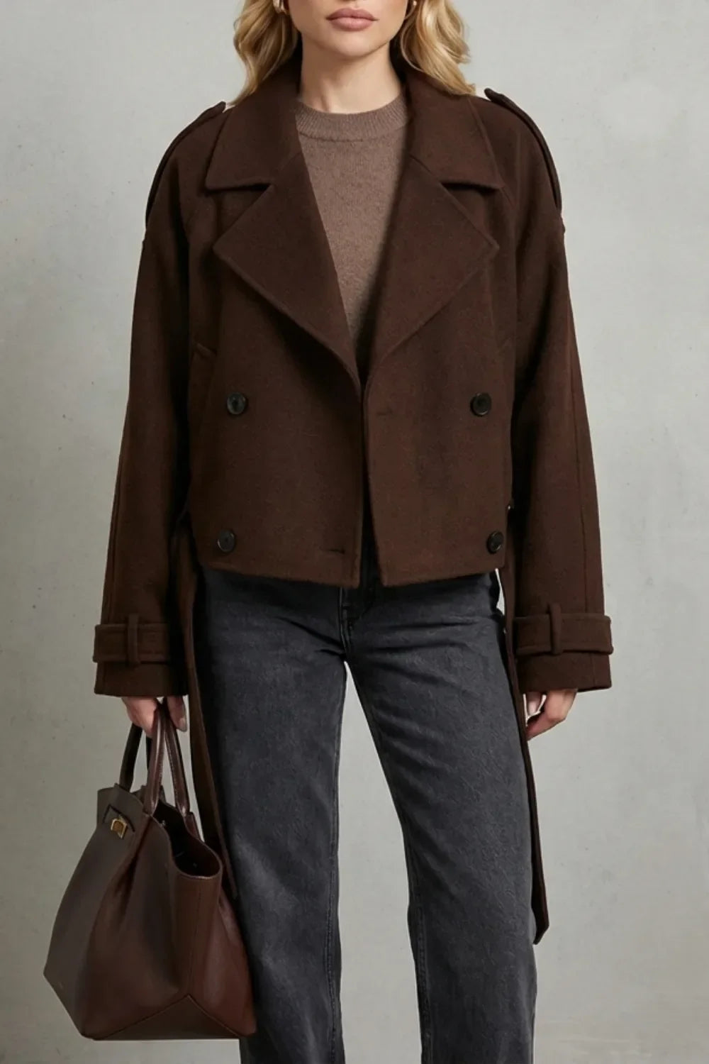 Manteau Court et Structuré – Marron