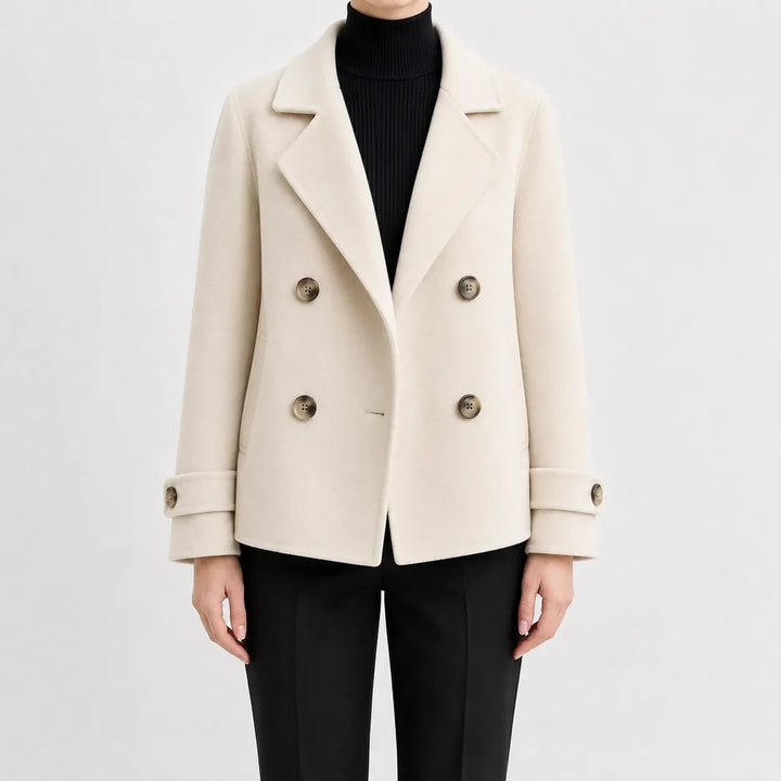 Manteau Court Style Caban – Crème