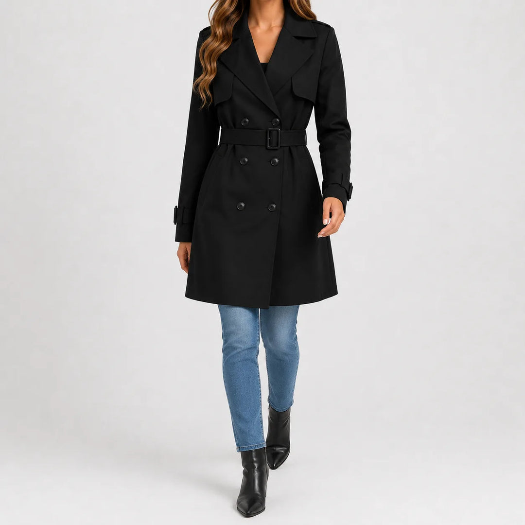 Manteau Croisé Ceinturé Élégant