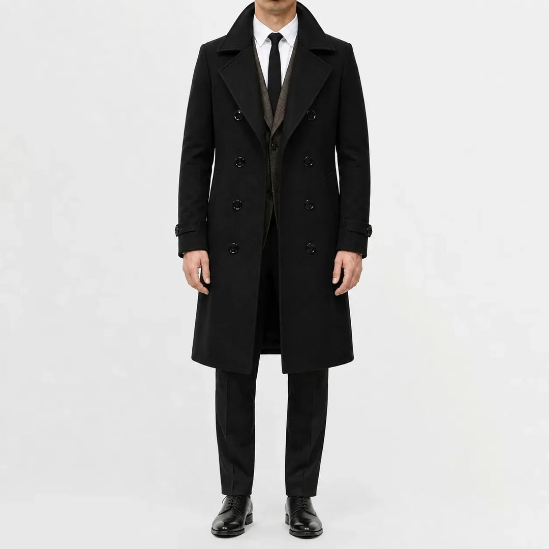 Manteau Croisé Classique Homme – Noir