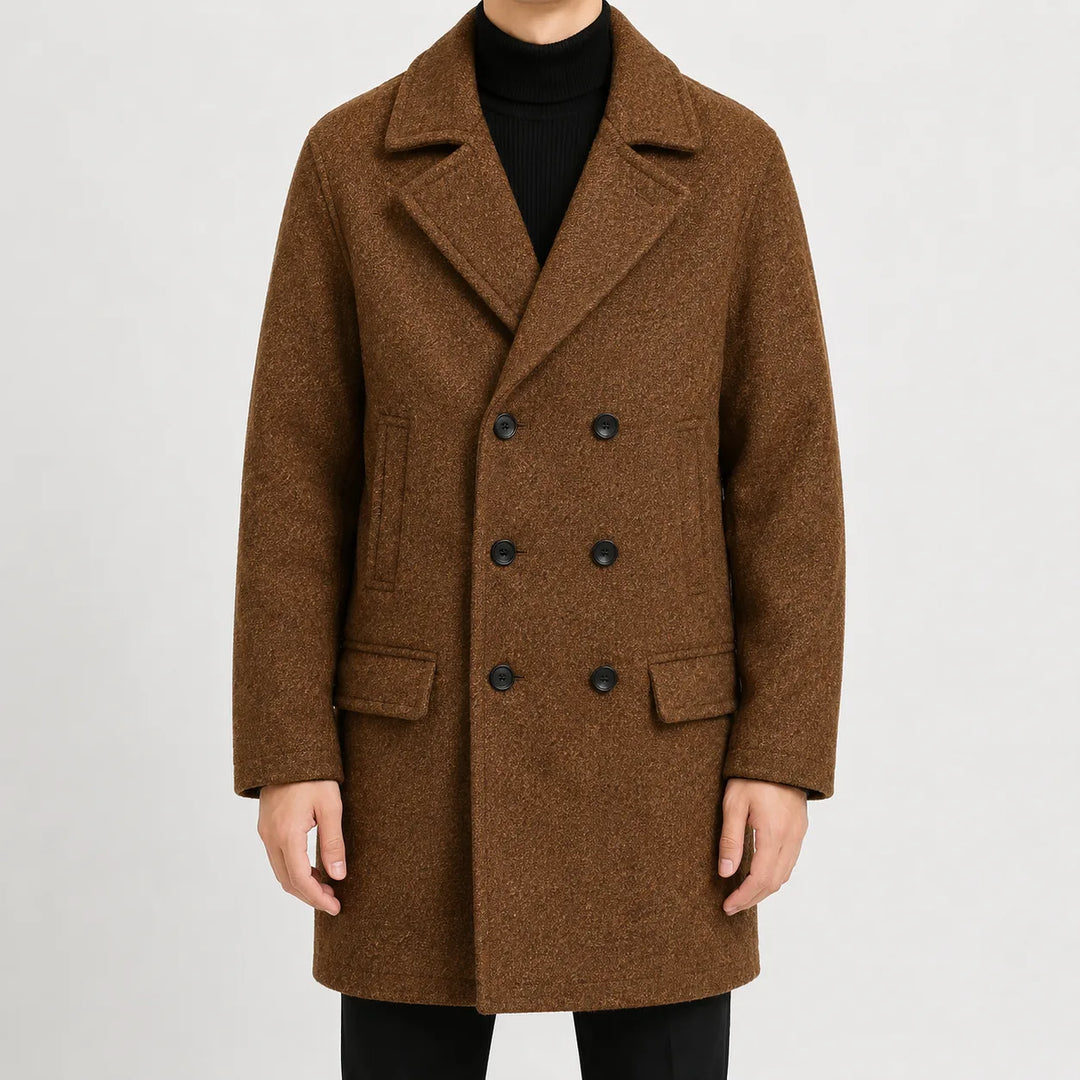 Manteau Croisé Mi-long Élégant – Camel
