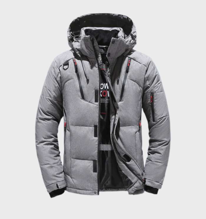 Manteau d'Hiver Technique à Capuche – Gris