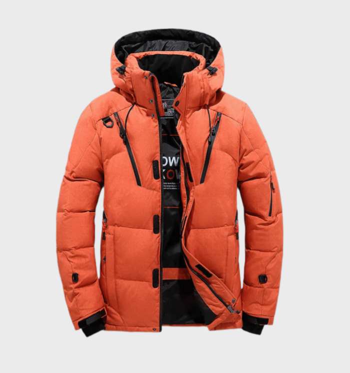 Manteau d'Hiver Technique à Capuche – Orange
