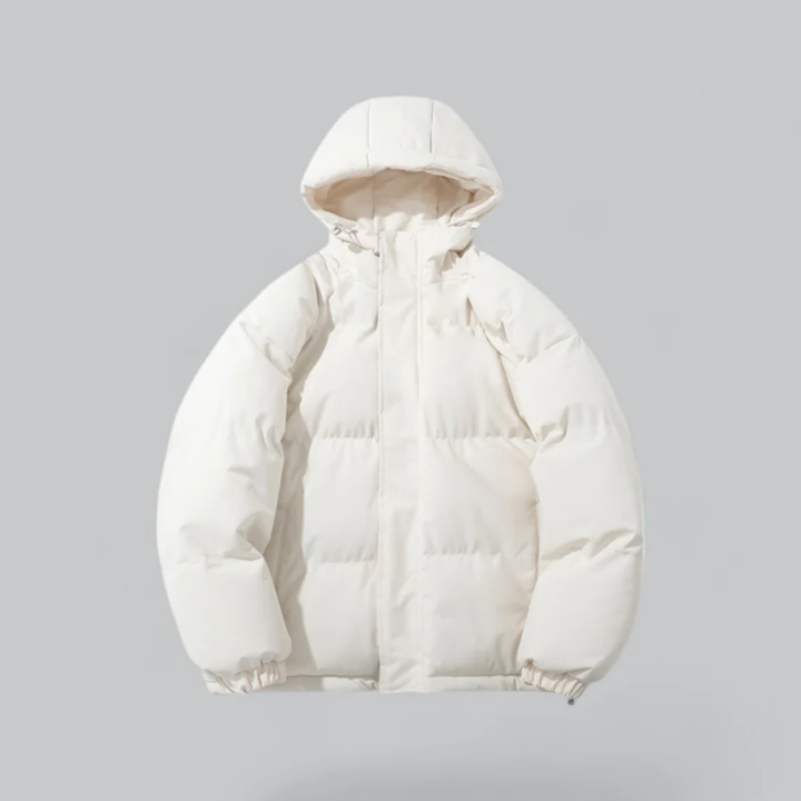 Manteau Douillet Zippé à Capuche – Blanc