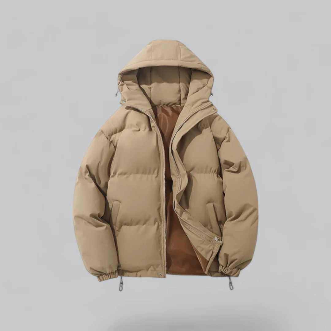 Manteau Douillet Zippé à Capuche – Kaki