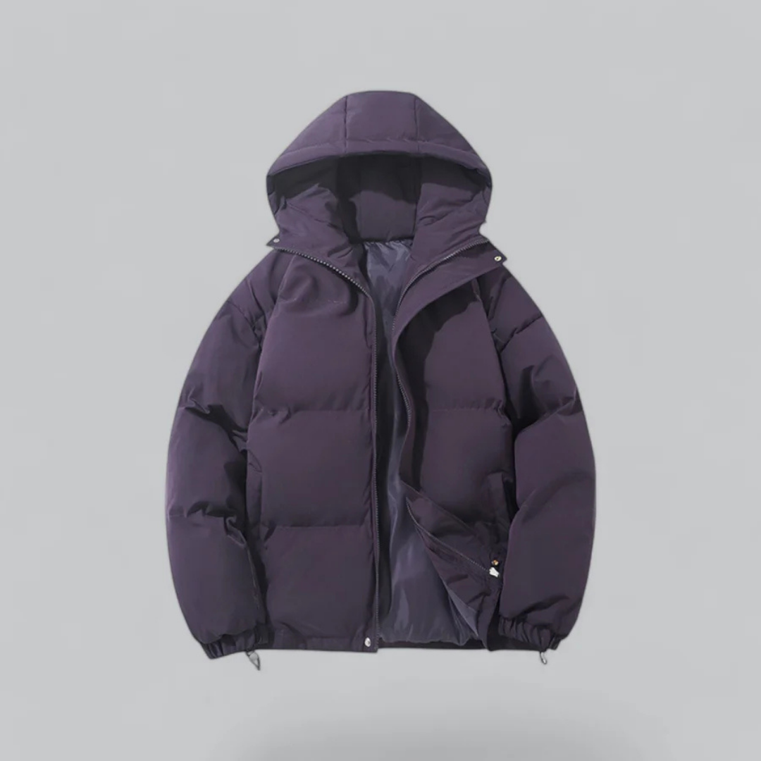 Manteau Douillet Zippé à Capuche – Lilas