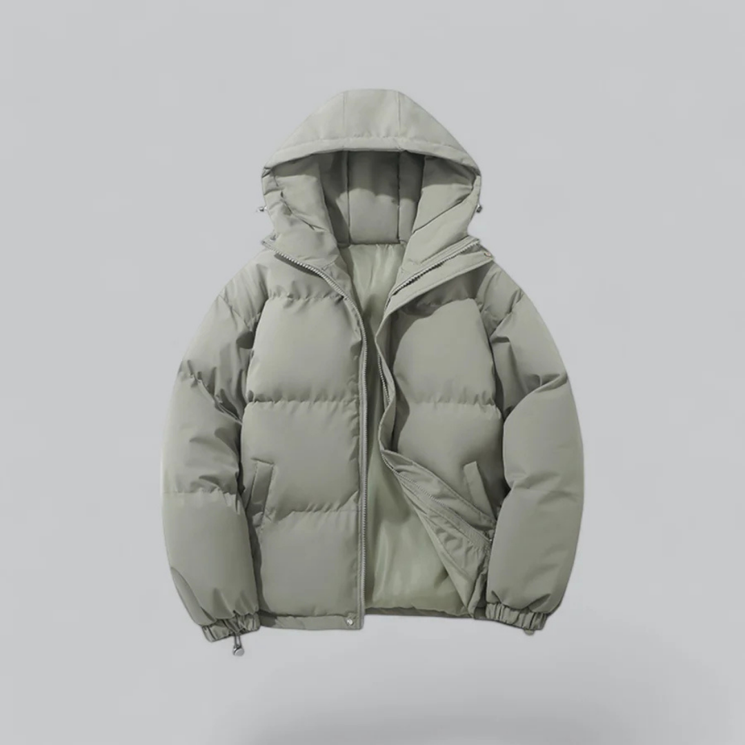 Manteau Douillet Zippé à Capuche – Vert