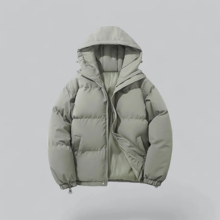 Manteau Douillet Zippé à Capuche – Vert