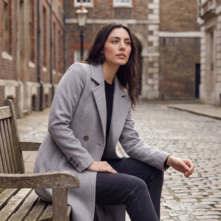 Manteau Droit à Col Cranté