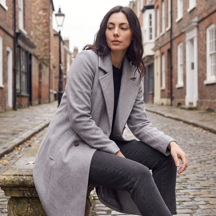 Manteau Droit à Col Cranté