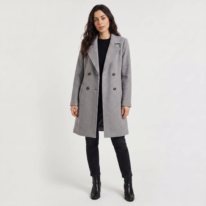 Manteau Droit à Col Cranté