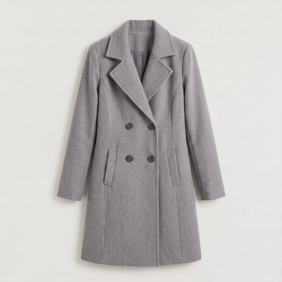 Manteau Droit à Col Cranté